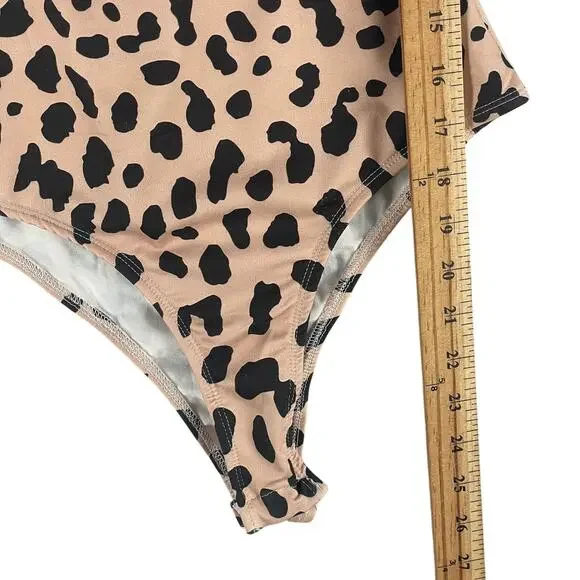 Princess Polly Womens Tamikah Bodysuit US 2 Tan Animal Print Sleeveless Lined - Picture 4 of 8